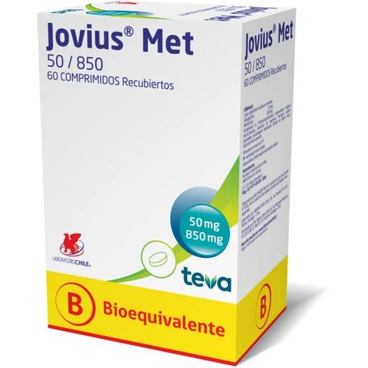 Jovius MET 50/850 mg x 60 Comprimidos Recubiertos Farmex-Chile Salud-Persistente